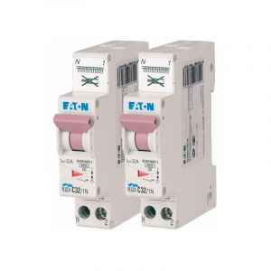 Eaton Lot de 2 disjoncteurs auto 32A plg, Ph+N, borne &agrave; ressort, 4,5kA (en 60898) courbe c