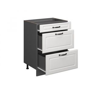 Meuble cuisine R-Line, Blanc campagne, 60 cm avec tiroirs, sans plan de travail, Vicco