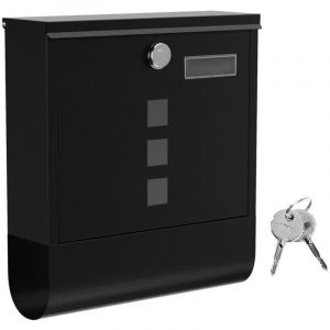 Boîte aux lettres murale avec serrure avec cache fenêtres de visualisation emplacement pour nom rouleau pour journaux facile à installer noir 12_0001641