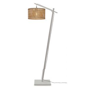Good & Mojo Lampadaire bambou abat-jour bambou blanc/naturel, h. 150cm