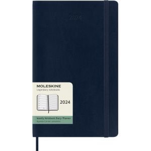 Moleskine Agenda civil semainier 2024 12 mois Grand Format Couverture Souple Bleu Saphir