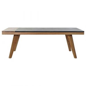 Image de Table Basse en Acacia brun/noir/dor&eacute; - 130x60.5x45 cm