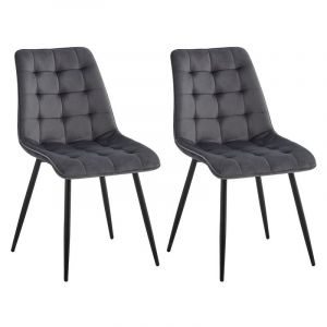 Lot de 2 chaises en Velours - chaises de salle à manger style rétro,ergonomiques - 47 Lx43 Px50 h cm (gris clair) - Wokaka