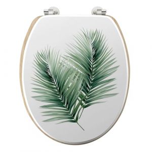 Douceur d'int&eacute;rieur, Abattant WC &agrave; Charni&egrave;res M&eacute;tal (37,5 x 46 cm) Havane, MDF Imprim&eacute; & Effet Bois