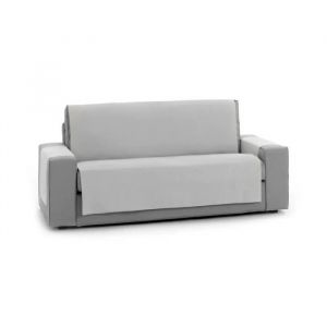 Housse-canapé 2 place couvre-canapé en polyester-coton coloris gris - Longueur 220 x Profondeur 115 cm -JUANIO-