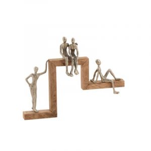 Image de Statue Déco "4 Personnages Relax" 47cm Argent Prix