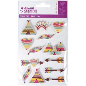 Graines Cr&eacute;atives 13 stickers 3D - Indiens 5 cm