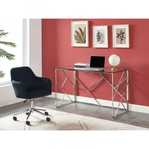 Chaise de bureau Velours Noir Hauteur réglable ELEANA
