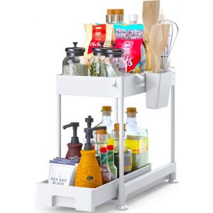 Stosh Rangement de meuble de cuisine - Rangement de meuble d'évier - Support de rangement - Support de cuisine - 1 pièce - Blanc
