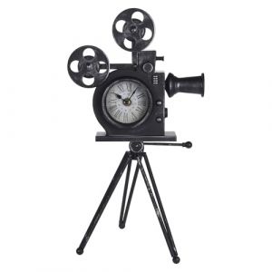 Well Home Horloge de Table modèle caméra de Films en métal Noir 29 x 22 x 53 cm