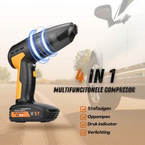 Gatson 4-en-1 Compresseur d'air et aspirateur manuel - Pompe électrique pour vélo - Pompe à pneu - Lumière et soufflerie - Rechargeable - Pour voiture, moto et vélo