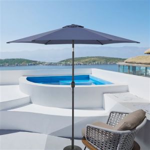 Image de Casa pro Parasol de Jardin xagonal Inclinable Elégant fuge Terr e Balcon Manivelle Aération Toile en Polyester 270 x 235 cm Bleu Marine