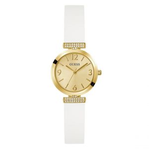 Guess Montre Femme Array - GW0912L2 Bracelet Silicone Blanc