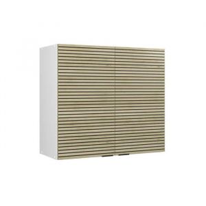 Meuble De Cuisine Haut Vitré Fame-Line, 80cm, Panneau En Chêne, Blanc, Vicco