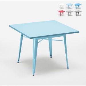 Table industrielle 80x80 de bar et restaurant en acier de style Tolix Dynamite AHD Amazing Home Design en Bleu claire