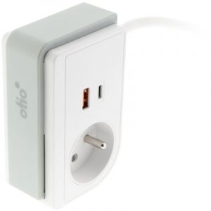 Zenitech Bloc multiprise Gekko XS clipsable 2 USB A+C 20W 1.5m blanc