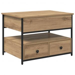 VidaXL Table Basse Ch&ecirc;ne Artisanal 70x50x50cm Bois D'ing&eacute;nierie