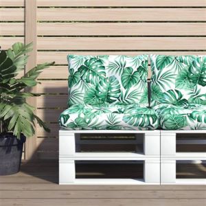 VidaXL Coussins de palette 2 pcs motif de feuilles tissu 484741 - Vert