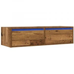 VidaXL Meuble tv avec lumi&egrave;res led vieux bois 100X35,5x25 cm