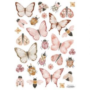 Lilipinso Stickers vinyle mat animaux, papillons et coccinelles, 29,7 x 42 cm