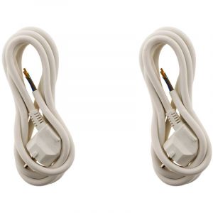 Zenitech Lot de 2 cordons d'alimentation + prise 16A - 2m - Blanc
