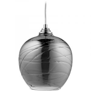 Image de Relaxdays Lampe à suspension, luminaire de plafond, abat-jour en verre, HxD: 130x22 cm, E27, chambre et salon, noir