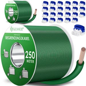 KESSER Câble de délimitation de 500 m + 24 connecteurs de câbles pour Tondeuse, kit d'accessoires de Fil de délimitation Universel pour câble de Recherche Compatible avec Gardena/Bosch/Worx/Einhell