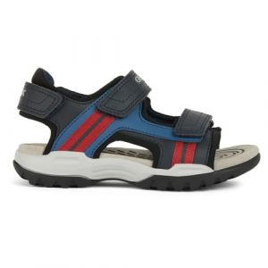 Geox J Borealis Boy A Sandale, Bleu Marine/Rouge, 36 EU