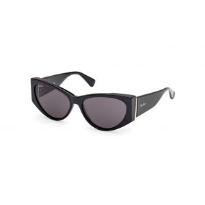 Max Mara Femme MM0132 HINGE-1 01A Lunettes de soleil Acétate Noir Fumée Cat Eye Normale