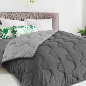 Idmarket Couette bicolore gris foncé et gris 140x200 cm 300 gr
