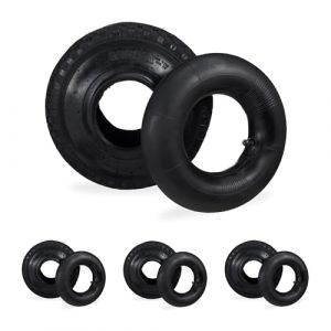 Relaxdays Roue de diable avec chambre à air, lot de 4 pneus rechange 3.00-4, charge max. 200 kg, noire