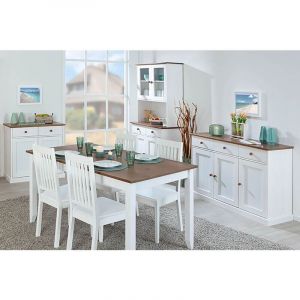 Socoa - Pack Table 160cm + 2 Buffets + Vaisselier 4 Portes