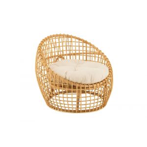 J-Line Fauteuil lounge en rotin naturel avec coussin écru - carnac