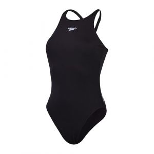 Speedo Maillot de Bain à Dos en V Endurance+ (Corps Plus Long), Coupe Athlétique, Natation Fitness Maillot de Bain pour Femme, Noir, 42