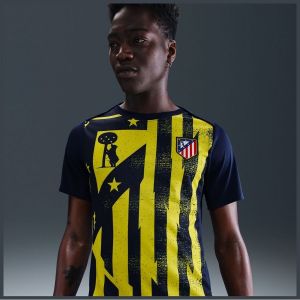 Nike Atletico Madrid T-shirt d'Entra&icirc;nement Dri-FIT Academy Pro Avant-Match - Bleu Marine/Jaune, pointure X-Large - ['Bleu'] - Taille X-Large