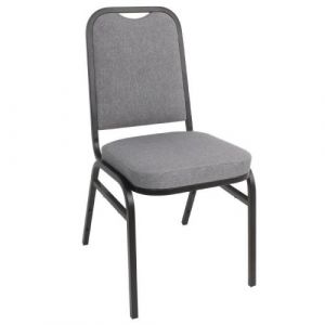 Bolero Chaise de banquet avec dossier carr&eacute; et tissu gris lot de 4 - Lot de 4