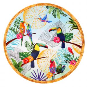 Les Jardins de la Comtesse Plat de service rond en m&eacute;lamine - Toucans de Rio