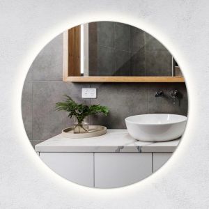 Tulup Miroir rond avec &eacute;clairage LED avec Lumi&egrave;re LED cercle Esth&eacute;tique 40 cm lumi&egrave;re froide &agrave; fixer au mur Miroir de maquillage de visagisme pour Chambre &agrave; coucher Salon S&eacute;jour Salle de bain