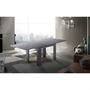 Image de Alter Table à manger avec ouverture pour livre, Made in Italy, Console de cuisine auxiliaire, Table extensible, 90x90h75 cm, couleur Gris ardoise - Dmora