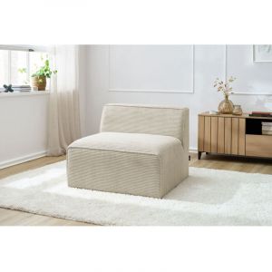 Bobochic Canapé modulable Module - Chauffeuse 1 place pour canapé modulable MEGEVE tissu velours côtelé Beige