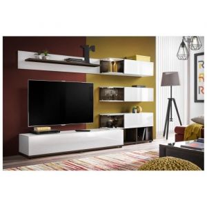 AC-Déco Ensemble meuble TV mural - ABW Silk - 240 x 40 x 150 cm - Blanc