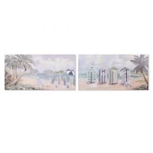 Home ESPRIT Tableau Plage méditerranéen 120 x 3 x 60 cm (2 unités)