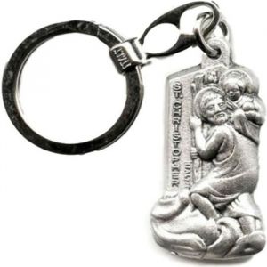 Porte clès Saint Christophe - porte clefs St Christophe - métal chromé