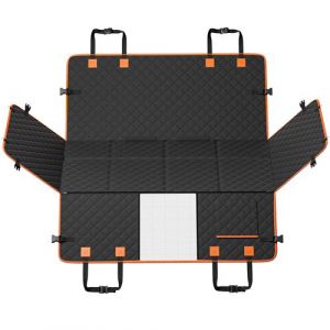 Image de VEVOR Housse de Si&egrave;ge Arri&egrave;re Voiture pour Chien, 129x70 cm, Couverture de Protection de Si&egrave;ge avec Fond Rigide, Charge 158 kg, avec Fen&ecirc;tre en Maille, Poche de Rangement, pour Voitures SUV Camions