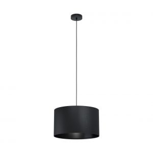 Eglo Suspension Maserlo 1, 1 ampoule, vintage, moderne, en acier et textile noir, lampe de salle à manger, lampe de salon suspendue avec douille E27, Ø 38 cm