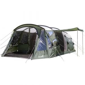 Skandika Tente de Camping Tunnel Canyon Protect | pour 4 ou 5 Personnes, Cabine de Couchage Divisible, 3 entrées, Hauteur 210 cm, Toit Solaire | Tente familiale imperméable