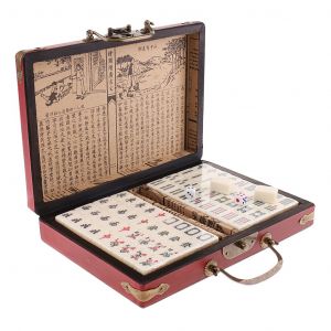 MagiDeal Standard 144 Mahjong Chinese Jeu Avec Boîte De Rangement En Bois