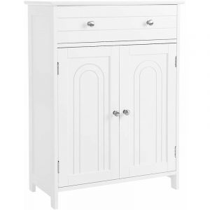 Image de Songmics VASAGLE Meuble de salle de bains avec Tiroir et cloison amovible Placard Style cottage Meuble de rangement Blanc 60 x 30 x 80cm (L x l x H) par BBC61WT - White