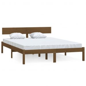 VidaXL Cadre de Lit Bois de Pin Massif Adulte Chambre Marron miel 120x200 cm