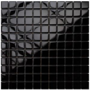 Ilcom - Mosa&iuml;que de verre sur maille pour salle de bain ou cuisine 30cm x 30cm - Black Absolut